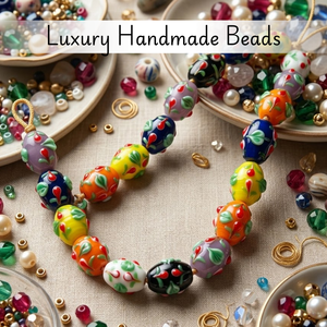 Premium Artisan Lamp Work Glass <b>Beads</b> Necklace Women | Vibrant 15x20mm Oval Multicolour Glass <b>Beads</b> | Handcrafted Fashion EXCEL - Product Image 6