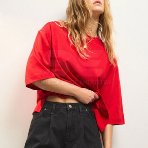 T-shirt ample à manches courtes pour femme, 100 % coton écologique, coupe décontractée, design personnalisé, séchage rapide, respirant, haute qualité - Product Image 2