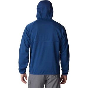 Men's Blue Hooded <b>Fleece</b> <b>Jacket</b> Regular Fit Zipper Closure Solid Color Windproof Casual Style Autumn Wear Polyester Shell - Product Image 2