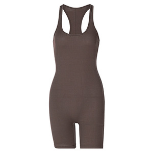 Women's Pink High Waist Sleeveless Halter Knitted Jumpsuit Sexy Clubwear Tummy Control <b>Shapewear</b> Above Knee Fit - Product Image 2