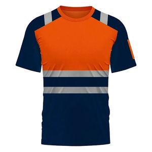 Camiseta de Seguridad de Manga Corta de Poliéster Bicolor Transpirable de Alta Visibilidad con Franjas Reflectantes para Trabajadores de Seguridad, con Logotipo Personalizado - Product Image 2