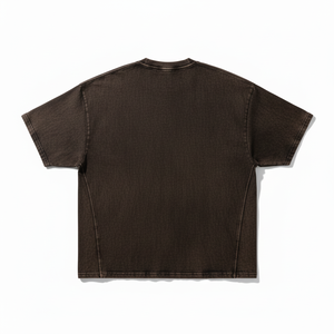Camiseta Oversize de Algodón Orgánico 100% Marrón con Efecto Ácido, Estampado Serigrafiado, Frente Liso, Estilo Urbano - Product Image 2