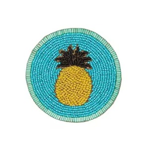 Luxury Seed Beads Beaded Embroidery Table Coaster Set Handmade Colorful Seed Beads Embroidered Drink Coaster - Product Image 3