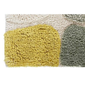 Ensemble de tapis de bain modernes en microfibre, motif festonné, jaune, gris, blanc, rectangulaire, antidérapant, avec envers en caoutchouc, épais, tufté, réversible - Product Image 3