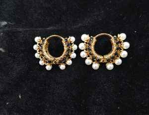 Conjunto de pendientes de latón Chand Bali de estilo étnico AD de fabricante indio de gama alta para ropa de fiesta de boda de mujer - Product Image 1