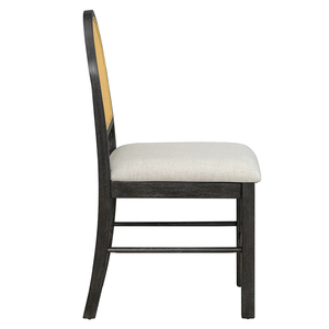Chaise de salle à manger Arsinta en teck massif de qualité avec dossier et coussin en rotin pour usage intérieur. - Product Image 2