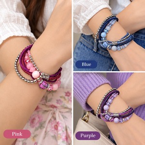 Ensemble de bracelets enroulés pour femmes, style bohème, avec strass en cristal et breloques en alliage de perles d'imitation, bijoux plaqués argent - Product Image 3