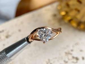 Moissanite 1CT Triangle Cut Eye Shapes Solitaire <b>Ring</b> Original <b>925</b> <b>Silver</b> <b>With</b> Gold Plated Fine Romantic Style Gift For Lovers - Product Image 2