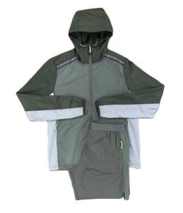 Ensemble de survêtement unisexe à blocs de couleur, veste à capuche zippée coupe-vent et pantalon long, tenue sportive décontractée - Product Image 5