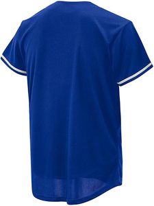 Blue Baseball Jersey Men Short Sleeve V-Neck Button <b>Down</b> Solid Color Moisture Wicking Sports Apparel Regular Fit Adult Size - Product Image 2
