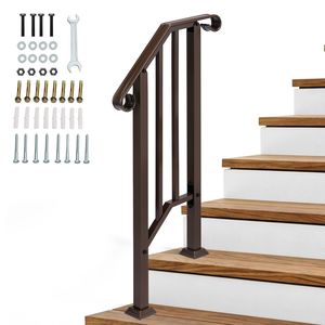 Main courante en fer de style transitionnel avec finition cuivre pour extérieur, 1 marche, inclut un kit d'installation, dispositif d'assistance extérieur - Product Image 6