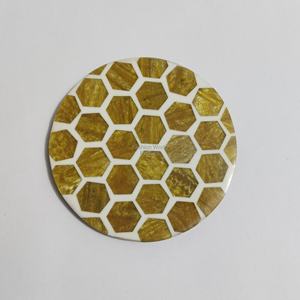Golden Touch Eco-Friendly Retro Resin Geometric Inlay <b>Coasters</b> Mother Pearl Touch New Pattern Decorative Drink <b>Coasters</b> <b>Set</b> 4 - Product Image 1