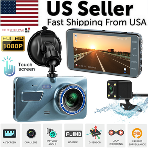 4 \ "1080P registratore Dash Cam per auto a doppia lente con fotocamera anteriore e posteriore Touch Screen - Product Image 1