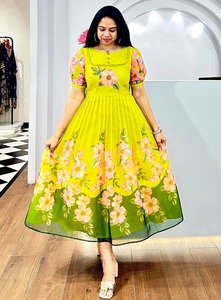 AARYA 2026 Nouvelle Robe d'été décontractée et tendance à imprimé, longueur mi-cuisse, coupe ample, style occidental, pour femme, grande taille, col rond, manches courtes, en mélange de coton - Product Image 5