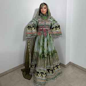 Nouveautés 2026 – Salwar Kameez Afghane Kuchi en Soie Georgette Brodé, Coupe Ajustée, Manches Longues, pour Femme, Tenue de Soirée Maxi - Product Image 2