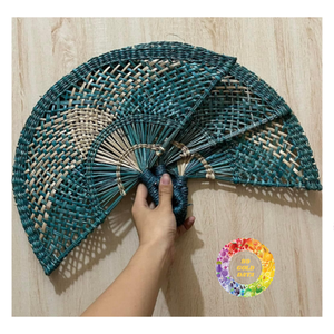 Handwoven Seagrass <b>Bamboo</b> <b>Craft</b> Woven Palm Fan Green Decorative Fan for Home Wedding Party Gift - CARYLN - Product Image 1