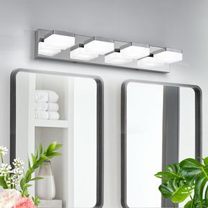 Applique murale LED chromée moderne à 4 lumières, design élégant et minimaliste, économe en énergie pour miroir de salle de bain, facile à installer - Product Image 1
