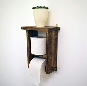 Portarrollos de Papel Higiénico de Madera, Moderno, de Pared, Rústico, con Estante de Almacenamiento para Baño - Product Image 1