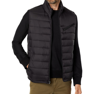 GENERSA SPORTS Gilet matelassé bordeaux pour homme, col montant, fermeture éclair, coupe-vent, séchage rapide, respirant, décontracté, vêtement d'extérieur d'hiver - Product Image 1