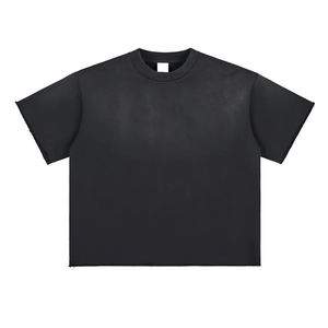 เสื้อยืดทรงบ็อกซี่พิมพ์ลายโลโก้แบบกำหนดเอง สีขาว สไตล์สเปรย์วอช ลุควินเทจ สีซีดแบบทราย ลายกราฟิกโอเวอร์ไซส์ ผ้าฝ้าย 100% เสื้อยืดผู้ชาย - Product Image 1