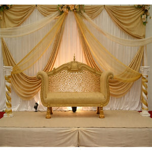 Canapé de mariage doré sculpté style asiatique, mobilier de mariage moderne doré sculpté, ensemble de canapés de mariage indien Australie - Product Image 1