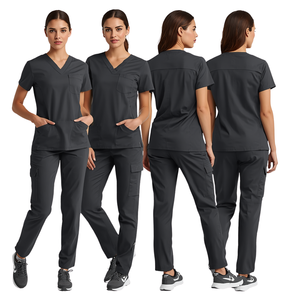 Top Quality Women's Charcoal Nursing <b>Scrub</b> Set Premium Medical Uniform Apparel - Product Image 3