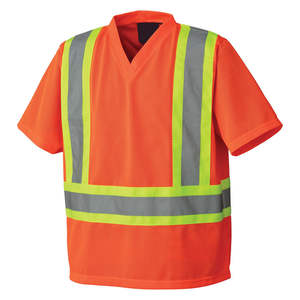 Camiseta de Seguridad de Trabajo Impermeable de Alta Visibilidad ANSI Clase 1 para Hombre, Impresión de Logotipo Personalizado, Transpirable, Manga Corta, Tela de Poliéster - Product Image 1