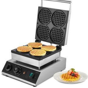 Macchina per Waffle Belga Professionale 1750W in Acciaio Inox Antiaderente con Controllo della Temperatura per 4 Waffle - Product Image 1