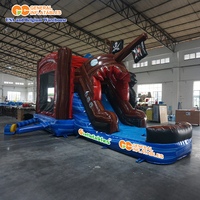 Castillo Inflable Comercial con Tobogán, Diseño de Barco Pirata, para Fiestas y Eventos Infantiles al Aire Libre