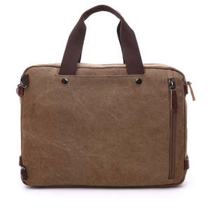 Canvas Briefcase Mens Vintage Multi Pocket Laptop <b>Bag</b> Durable Heavy Duty Canvas & Leather Trim Business Travel <b>Work</b> <b>Bag</b> - Product Image 4