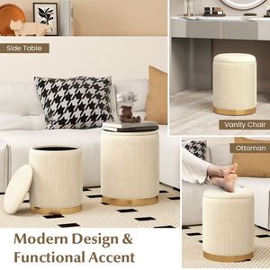 Set di 2 Pouf Contenitori Moderni in Velluto e Lino per Camera da Letto, Ingresso e Uso Alberghiero - Product Image 6