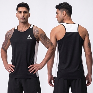 Men's Black <b>White</b> Solid <b>Tank</b> <b>Top</b> Side Panel Custom Logo Breathable 100% Cotton Eco-Friendly Quick Dry Athletic Jersey - Product Image 1