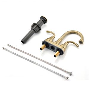 <b>Brushed</b> Golden 2-Handle Bathroom Sink Faucet with Pop-Up <b>Drain</b> Basin Faucets Product - Product Image 6