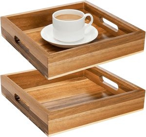 Bandeja de Servicio de Madera Exclusiva de Marca Privada con Textura de Madera Rica para Servicio Premium y Aplicaciones Decorativas - Product Image 1
