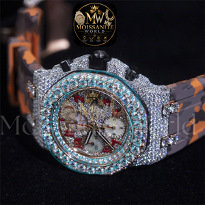 Luxury Limited Edition <b>Men's</b> Quartz Analog <b>Watch</b> Full Pave VVS Moissanite Stones Stainless Steel Chronograph <b>Watch</b> <b>For</b> Party - Product Image 6