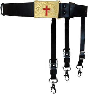 Ceinture de Chevalier Templier de Haute Qualité à Prix Abordable, Couleur et Logo Personnalisables, Boucle en Alliage, Cuir, Croix Rouge, Lanière, Régalia Maçonnique, Vente en Gros - Product Image 5