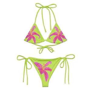 Women's Casual-Comfy High Waist Solid Color <b>Bikini</b> <b>Set</b> Removable Padded Triangle Bra Spandex Ribbed Knitted Fabric Deep V Neck - Product Image 1