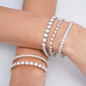 Bracelets tennis classiques en diamants, or massif 14K 18K, bijoux de luxe pour usage quotidien, 7 pouces, sertis à griffes, diamants ronds de laboratoire, joaillerie fine - Product Image 3