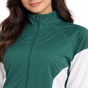 Women Contrast Panel Tracksuit Set <b>Zip</b> <b>Up</b> <b>Jacket</b> & Jogger Pants Activewear Sport Fashion Custom Zipper Track suit For Women - Product Image 4