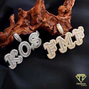 Pendentif personnalisé avec numéro FMF, plaque nominative, diamant cultivé en laboratoire, entièrement serti, testeur de diamant VVS, finition dorée, collier à lettres audacieuses - Product Image 5