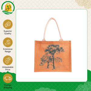 Sacs de shopping en toile de jute teintée de qualité supérieure, durables, écologiques, personnalisés avec un imprimé géométrique et une poignée rembourrée en sangle - Product Image 5