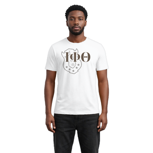 <b>White</b> <b>Men</b>’s <b>Short</b> <b>Sleeve</b> Crewneck T-<b>Shirt</b> with Greek Letter Crest Graphic Casual Fraternity Cotton Tee for College Campus - Product Image 1