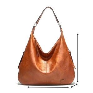 Sac messager grand format Royaa, sac fourre-tout souple en cuir véritable, sac à bandoulière hobo, grande capacité, sac fourre-tout quotidien avec fermeture éclair - Product Image 1