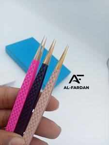 Professional 14 cm Skinny Eyelash Tweezers Gold Fiber Tip Sustainable Stainless Steel with Card <b>Boxes</b> For Lash Extension Tweezer - Product Image 6