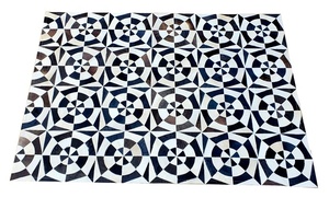 Alfombra de piel de vaca en blanco y negro hecha a mano, alfombra de cuero de pelo Real para sala de estar, hogar y decoración de Patio - Product Image 5