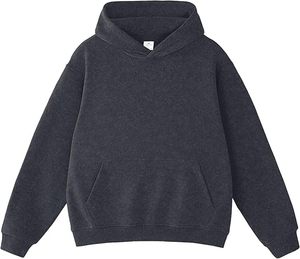 Sudadera con Capucha para Hombre, Color Gris Oscuro, 100% Algodón, Felpa Francesa, Manga Regular, Color Sólido, Tejido de Punto, Invierno, Secado Rápido - Product Image 1