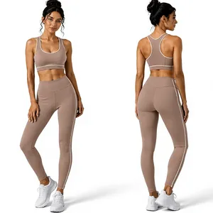 Ensemble de yoga 2 pièces en Spandex et Nylon respirant, ensemble de yoga 3 pièces en Spandex et Nylon, ensemble de yoga écologique en Spandex taille mi-haute - Product Image 2