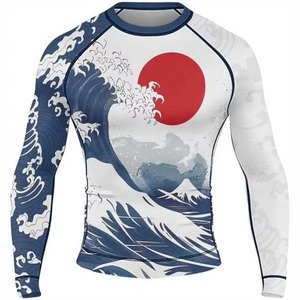 Grossistes de rashguards BJJ personnalisés en tissu polyester/spandex pour hommes, avec étiquette privée, rashguards respirants pour hommes - Product Image 2
