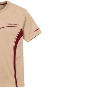 T-shirt de sport pour homme, beige et bordeaux, à séchage rapide, pour la course, la gym et l'entraînement, personnalisable, Activear - Product Image 4