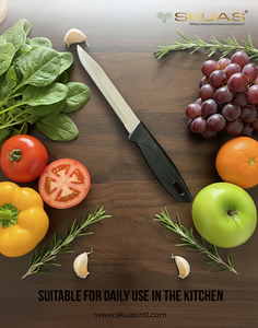 SKUAS <b>Vegetable</b> Knife 420HC Carbon Steel Blade 12cm Razor Sharp <b>Brushed</b> Finish Polished Edge Textured Plastic Grip Handle - Product Image 2